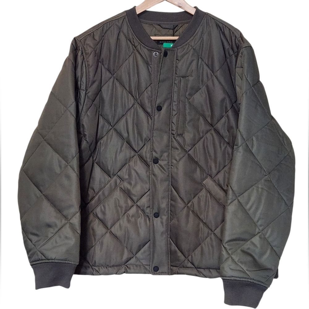 NWT Banana Republic Quilted Olive Green Flight Bomber Jacket